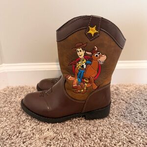 Kids Brown Toy Story Cowboy Boots with Woody Graphic